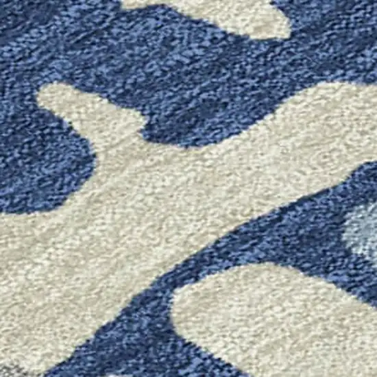 Navy Blue And Gray Abstract Washable Indoor Outdoor Area Rug Photo 5