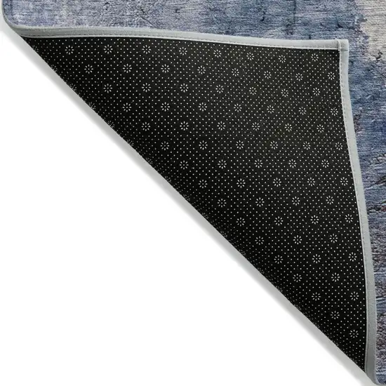 Navy Blue And Gray Abstract Washable Indoor Outdoor Area Rug Photo 3