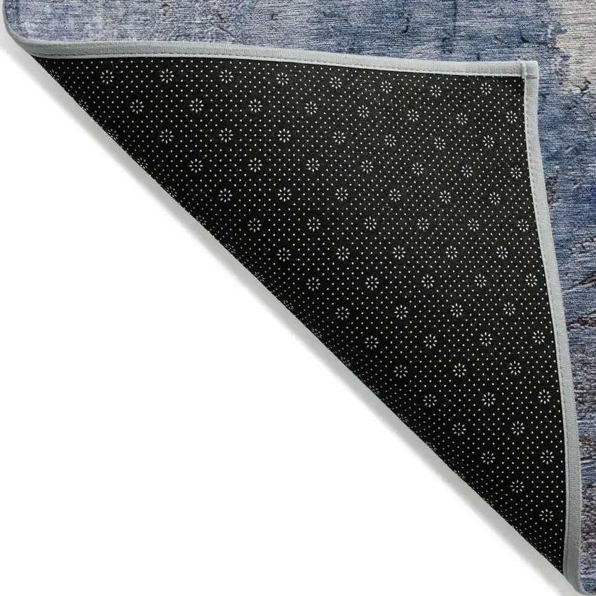 Navy Blue And Gray Abstract Washable Indoor Outdoor Area Rug Photo 4