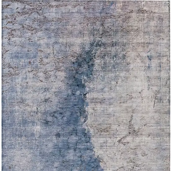 Navy Blue And Gray Abstract Washable Indoor Outdoor Area Rug Photo 7