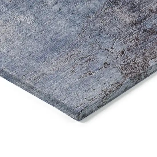 Navy Blue And Gray Abstract Washable Indoor Outdoor Area Rug Photo 5