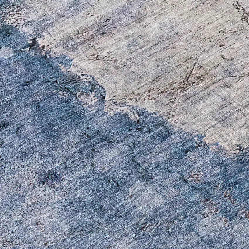 Navy Blue And Gray Abstract Washable Indoor Outdoor Area Rug Photo 9