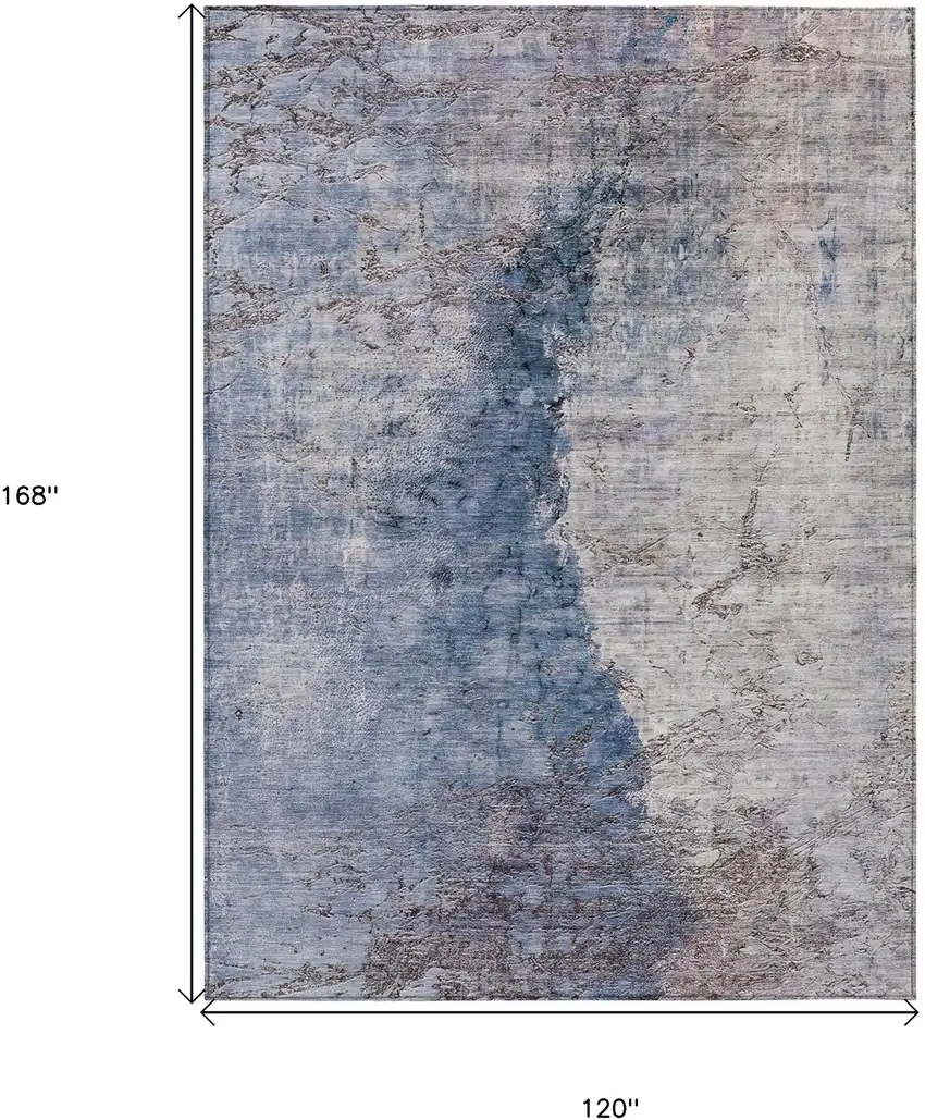 Navy Blue And Gray Abstract Washable Indoor Outdoor Area Rug Photo 3