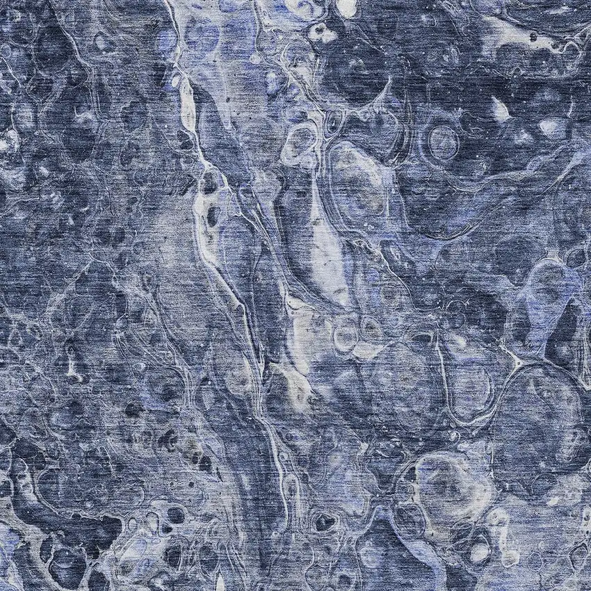 Navy Blue And Gray Abstract Washable Indoor Outdoor Area Rug Photo 6