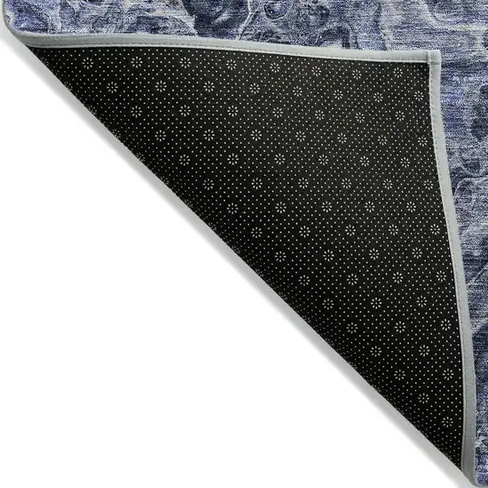Navy Blue And Gray Abstract Washable Indoor Outdoor Area Rug Photo 4