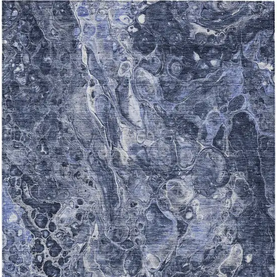 Navy Blue And Gray Abstract Washable Indoor Outdoor Area Rug Photo 7