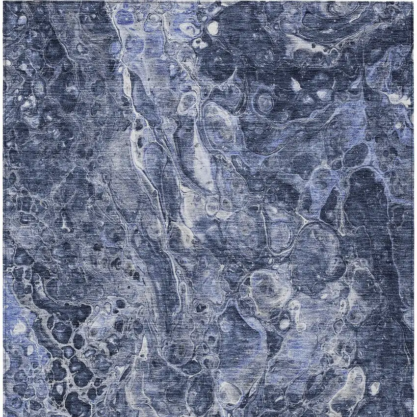 Navy Blue And Gray Abstract Washable Indoor Outdoor Area Rug Photo 7