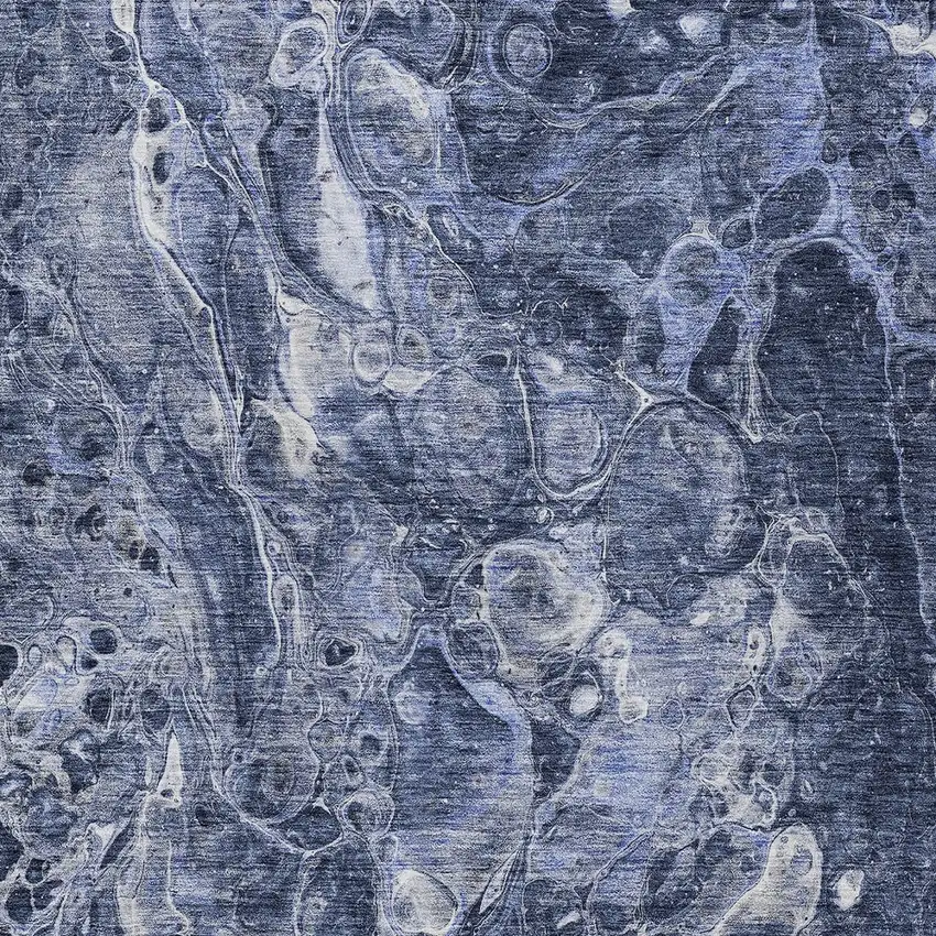 Navy Blue And Gray Abstract Washable Indoor Outdoor Area Rug Photo 6