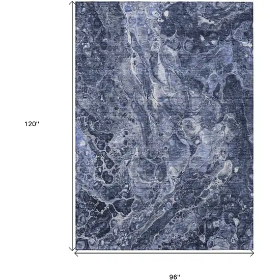 Navy Blue And Gray Abstract Washable Indoor Outdoor Area Rug Photo 3