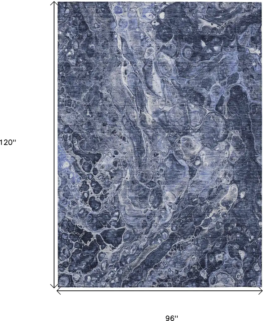 Navy Blue And Gray Abstract Washable Indoor Outdoor Area Rug Photo 3