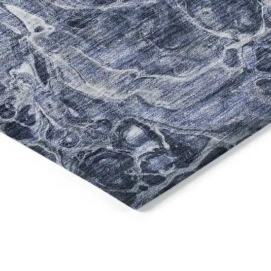 Navy Blue And Gray Abstract Washable Indoor Outdoor Area Rug Photo 5