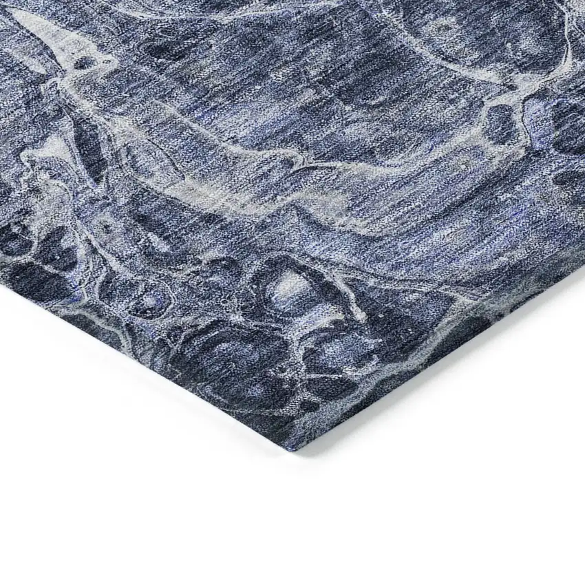 Navy Blue And Gray Abstract Washable Indoor Outdoor Area Rug Photo 5
