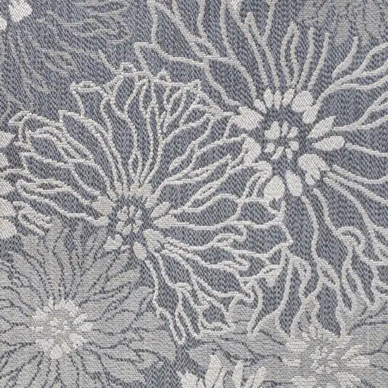 Navy Blue And Gray Floral Indoor Outdoor Area Rug Photo 3