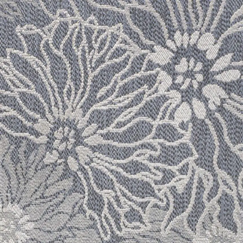 Navy Blue And Gray Floral Indoor Outdoor Area Rug Photo 2