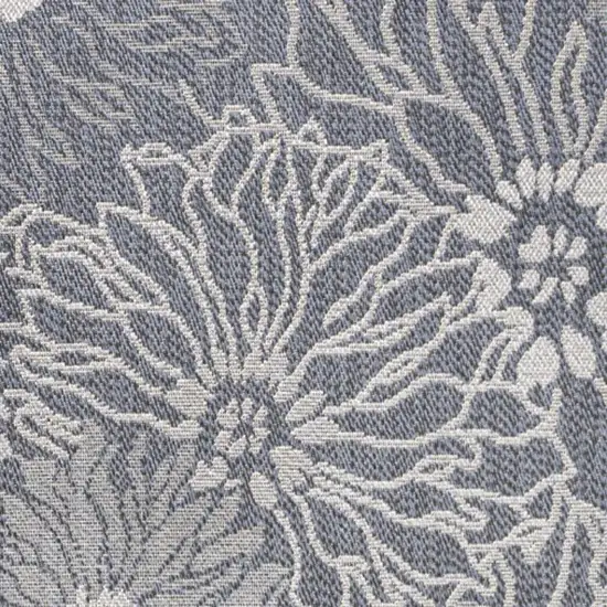 Navy Blue And Gray Floral Indoor Outdoor Area Rug Photo 2