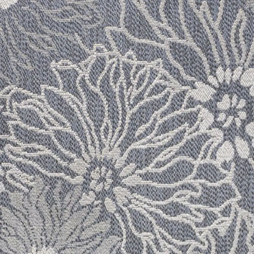 Navy Blue And Gray Floral Indoor Outdoor Area Rug Photo 2