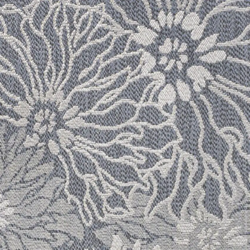 Navy Blue And Gray Floral Indoor Outdoor Area Rug Photo 2