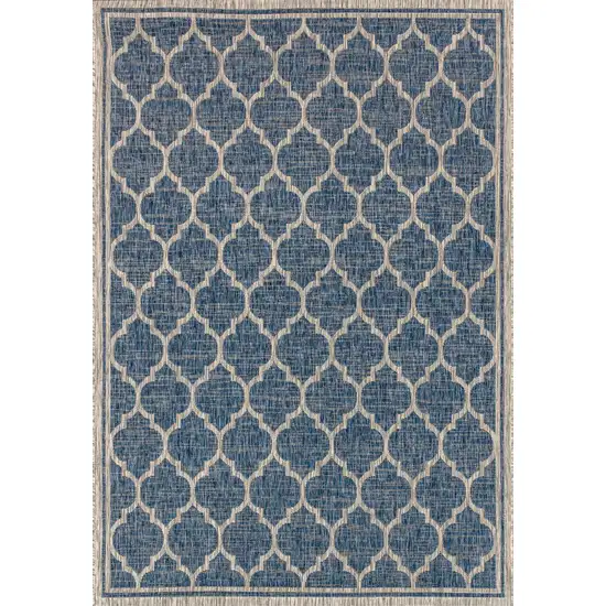Navy Blue And Gray Geometric Indoor Outdoor Area Rug Photo 1