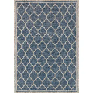 Photo of Navy Blue And Gray Geometric Indoor Outdoor Area Rug