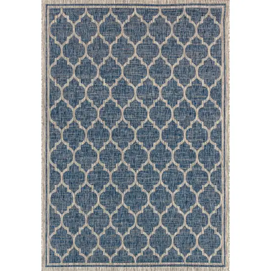 Navy Blue And Gray Geometric Indoor Outdoor Area Rug Photo 3