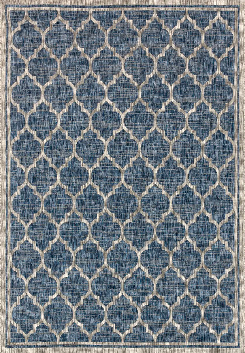 Navy Blue And Gray Geometric Indoor Outdoor Area Rug Photo 1