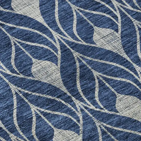 Navy Blue And Gray Geometric Washable Area Rug With UV Protection Photo 8