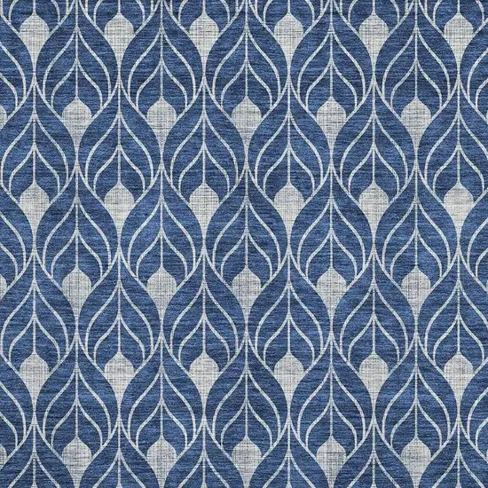 Navy Blue And Gray Geometric Washable Area Rug With UV Protection Photo 2