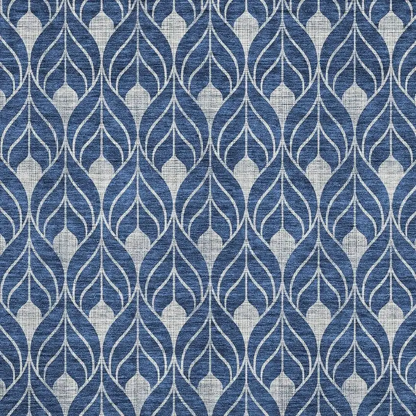 Navy Blue And Gray Geometric Washable Area Rug With UV Protection Photo 2