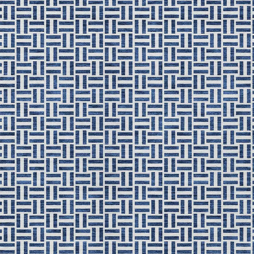 Navy Blue And Gray Geometric Washable Indoor Outdoor Area Rug Photo 4