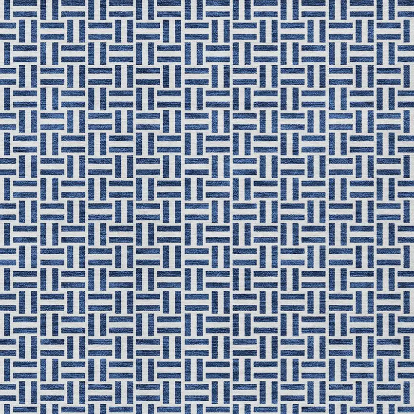 Navy Blue And Gray Geometric Washable Indoor Outdoor Area Rug Photo 6