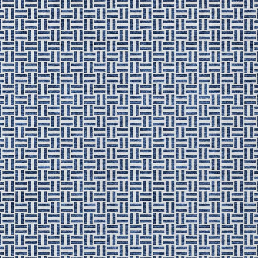 Navy Blue And Gray Geometric Washable Indoor Outdoor Area Rug Photo 6