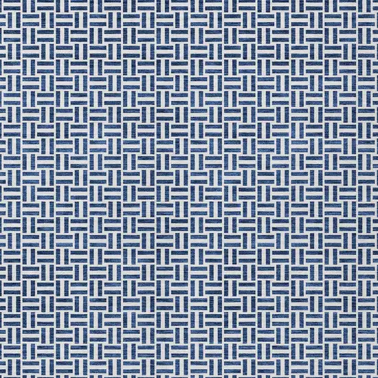 Navy Blue And Gray Geometric Washable Indoor Outdoor Area Rug Photo 7
