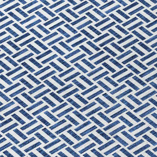 Navy Blue And Gray Geometric Washable Indoor Outdoor Area Rug Photo 8