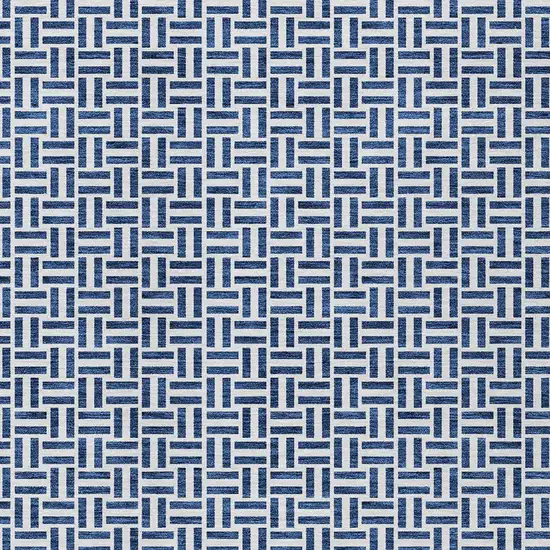 Navy Blue And Gray Geometric Washable Indoor Outdoor Area Rug Photo 6