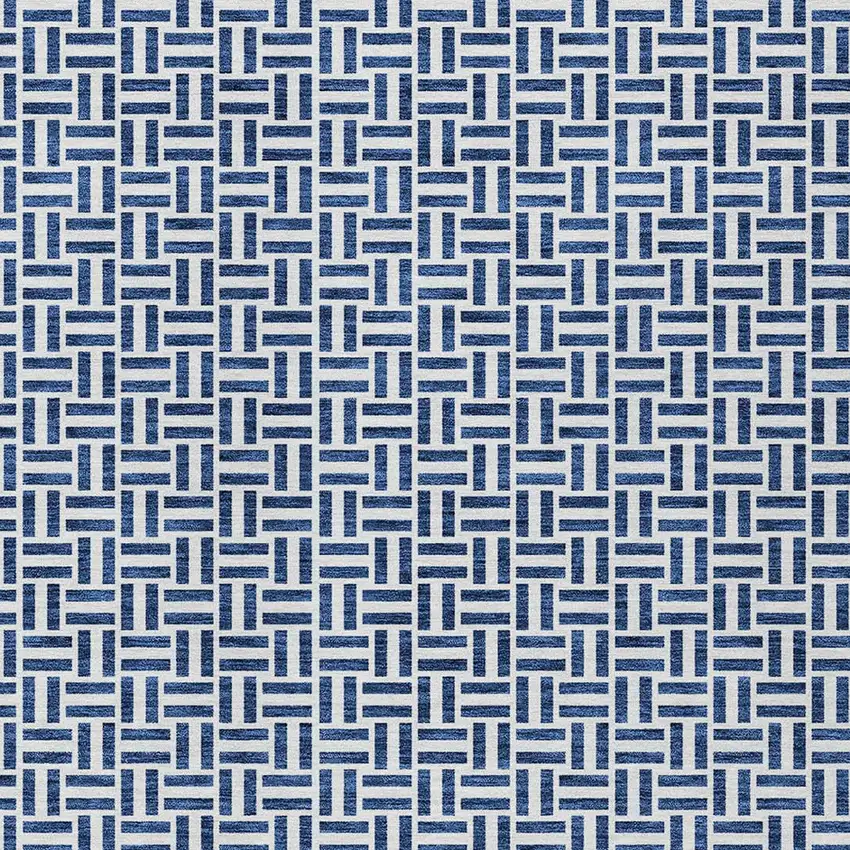 Navy Blue And Gray Geometric Washable Indoor Outdoor Area Rug Photo 6