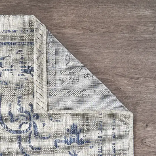 Navy Blue And Gray Medallion Area Rug Photo 8