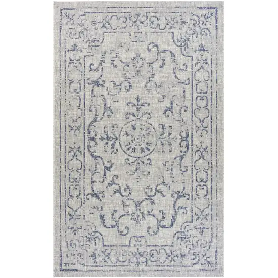 Navy Blue And Gray Medallion Area Rug Photo 2