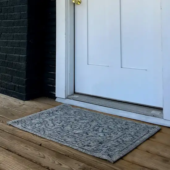 Navy Blue And Gray Medallion Area Rug Photo 5