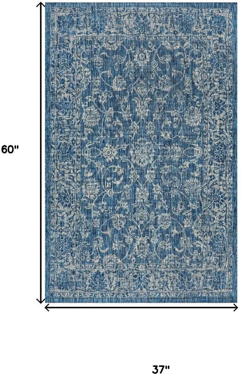 Navy Blue And Gray Medallion Indoor Outdoor Area Rug Photo 3