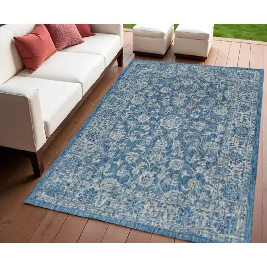 Navy Blue And Gray Medallion Indoor Outdoor Area Rug Photo 1