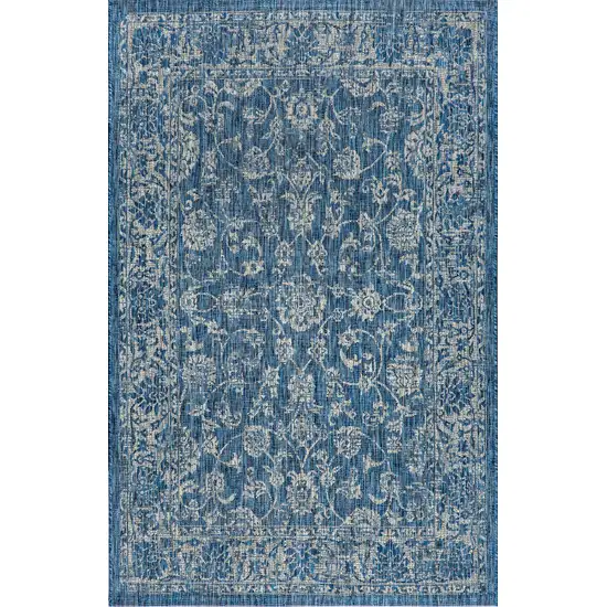 Navy Blue And Gray Medallion Indoor Outdoor Area Rug Photo 2