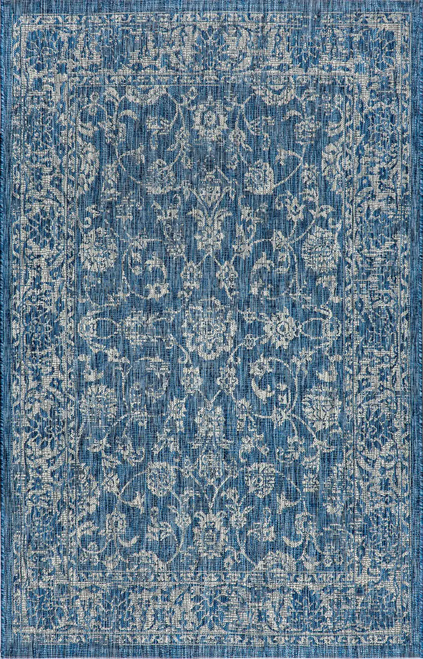 Navy Blue And Gray Medallion Indoor Outdoor Area Rug Photo 2