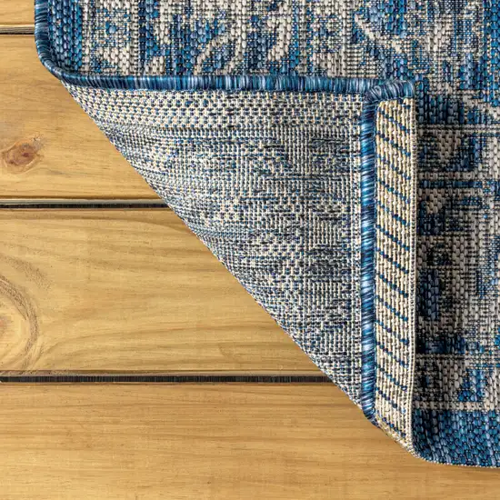 Navy Blue And Gray Medallion Indoor Outdoor Area Rug Photo 9