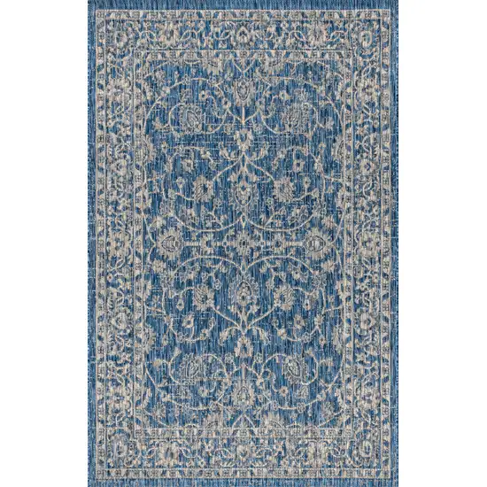 Navy Blue And Gray Medallion Indoor Outdoor Area Rug Photo 1
