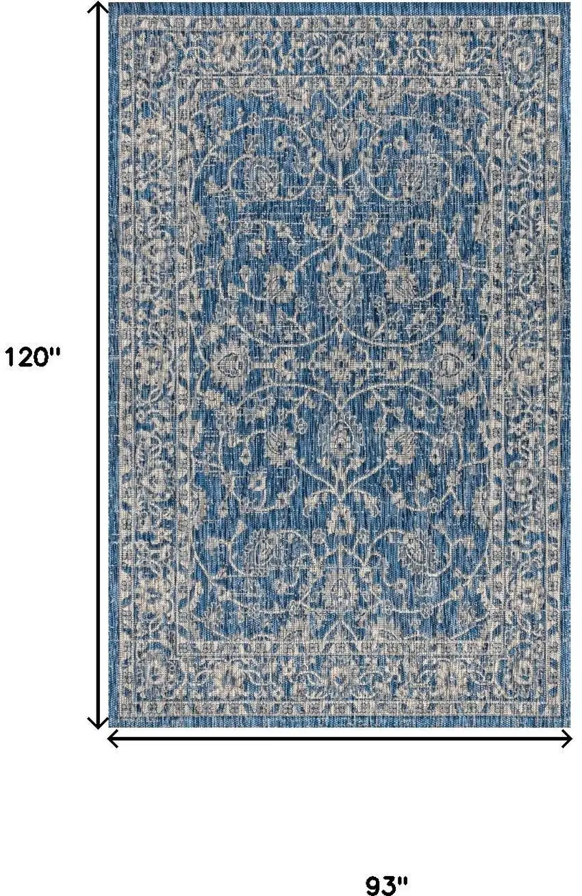 Navy Blue And Gray Medallion Indoor Outdoor Area Rug Photo 4