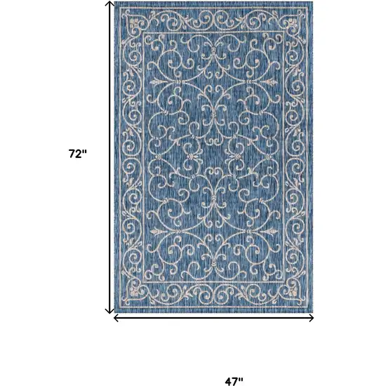 Navy Blue And Gray Medallion Indoor Outdoor Area Rug Photo 3
