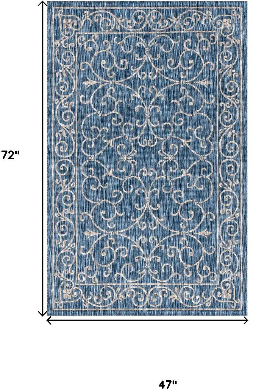Navy Blue And Gray Medallion Indoor Outdoor Area Rug Photo 3
