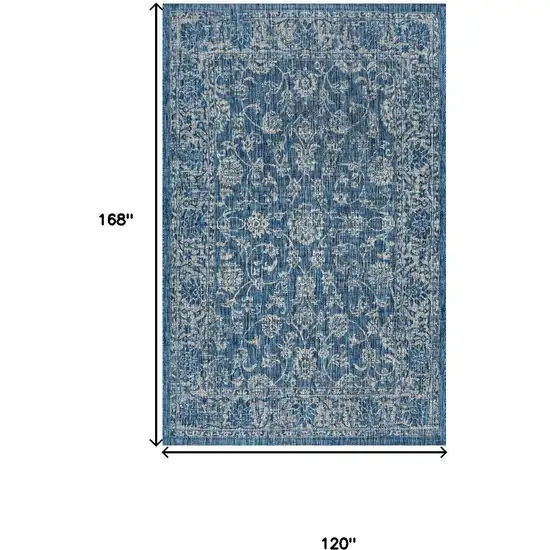 Navy Blue And Gray Medallion Indoor Outdoor Area Rug Photo 3