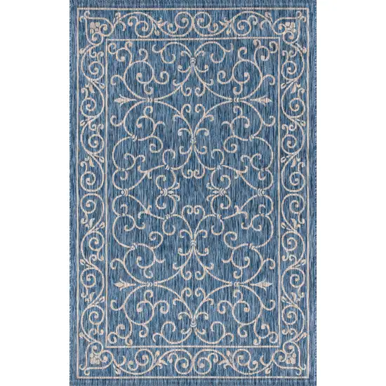 Navy Blue And Gray Medallion Indoor Outdoor Area Rug Photo 1