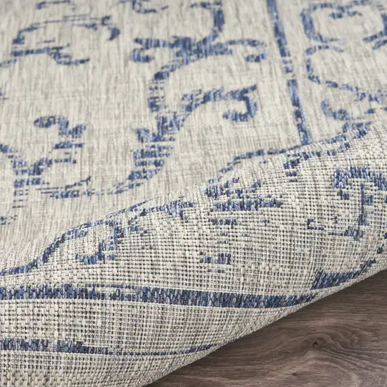 Navy Blue And Gray Medallion Square Rug Photo 8